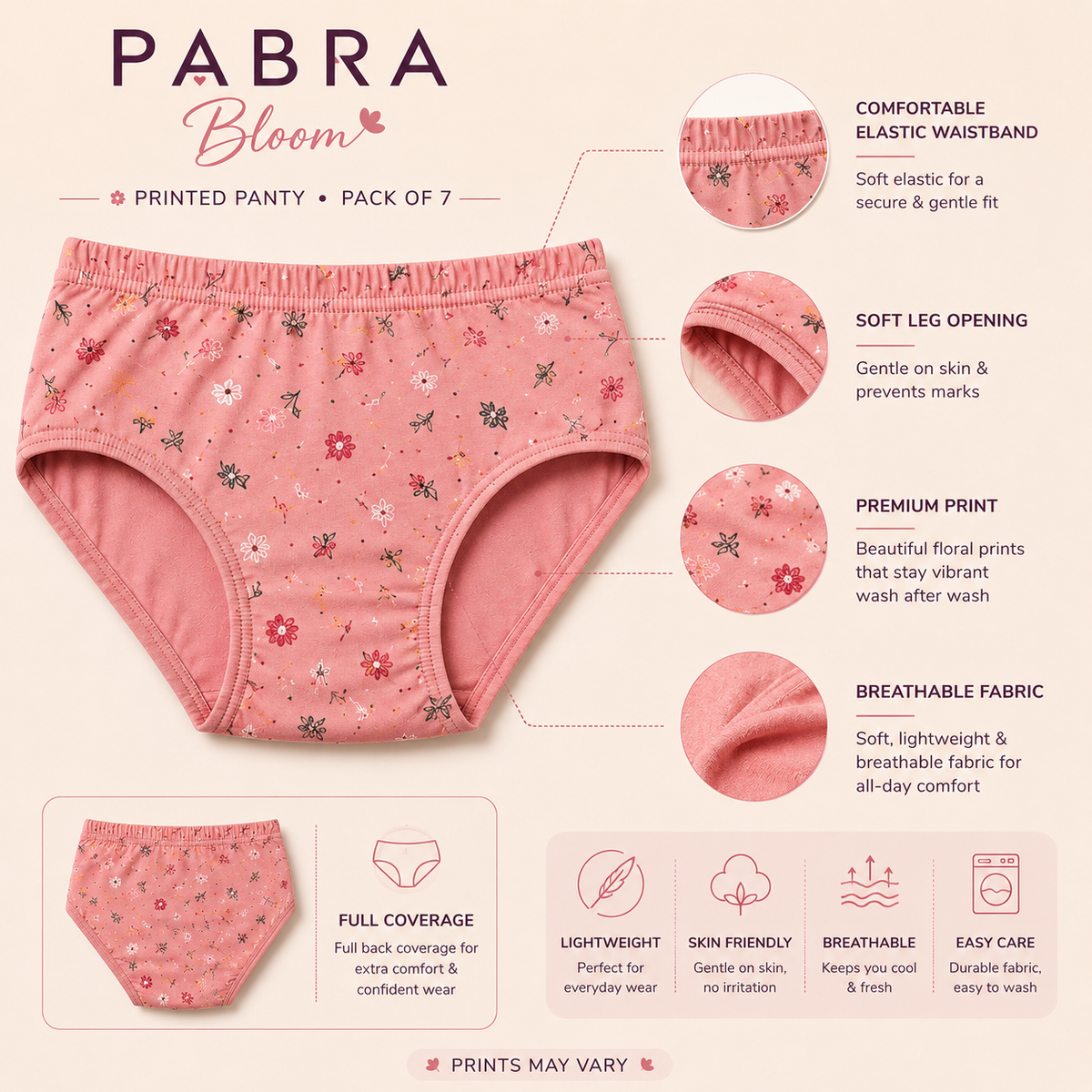PABRA™ ബ്ലൂം 7-ഡേ കോട്ടൺ പാന്റി പാക്ക് – നിങ്ങളുടെ വാർഡ്രോബ് പൂർണ്ണമായി പുതുക്കൂ