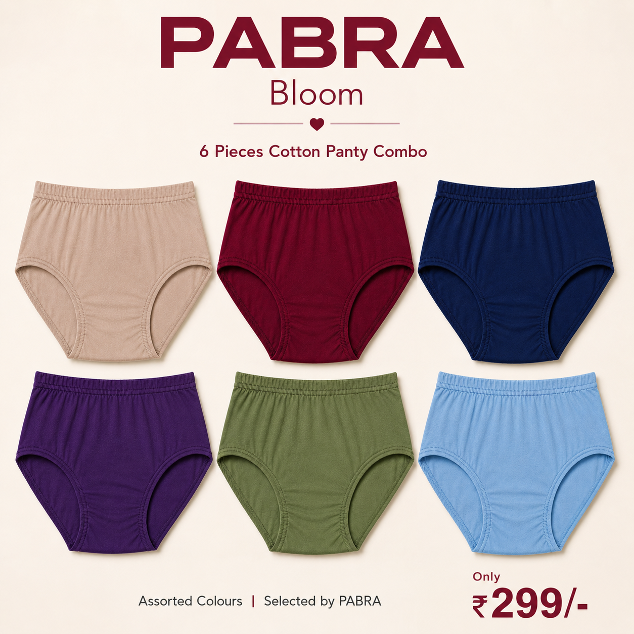 PABRA Bloom Cotton Panty (6 Pieces Combo)