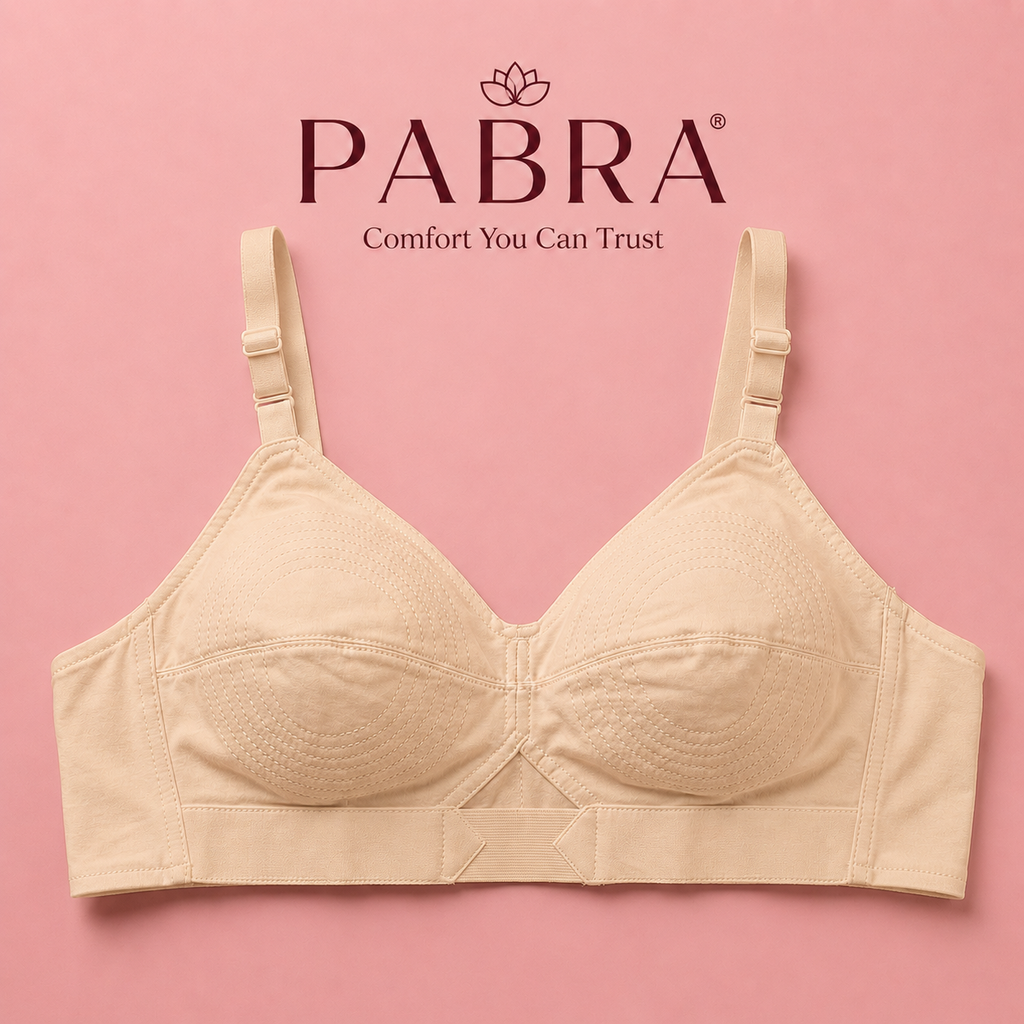 PABRA Women's  Cotton Round Stitch Daily Wear Bra (Pack of 3) – All White and Skin Colors